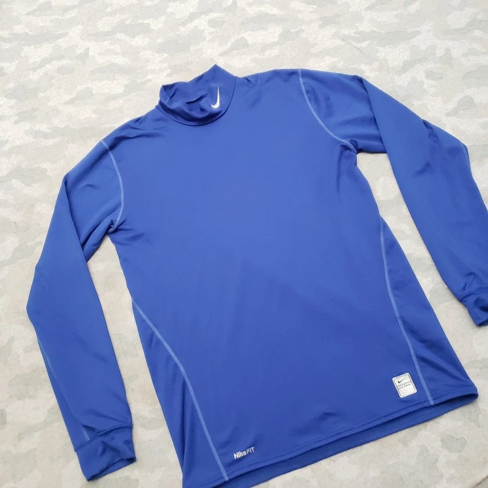 Nike Pro Shirt Mens Large Blue Pullover Dri-Fit Long Sleeve Compression Gym